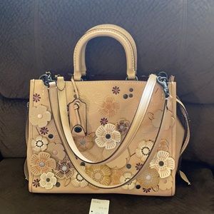 Coach Rogue tote with tea rose